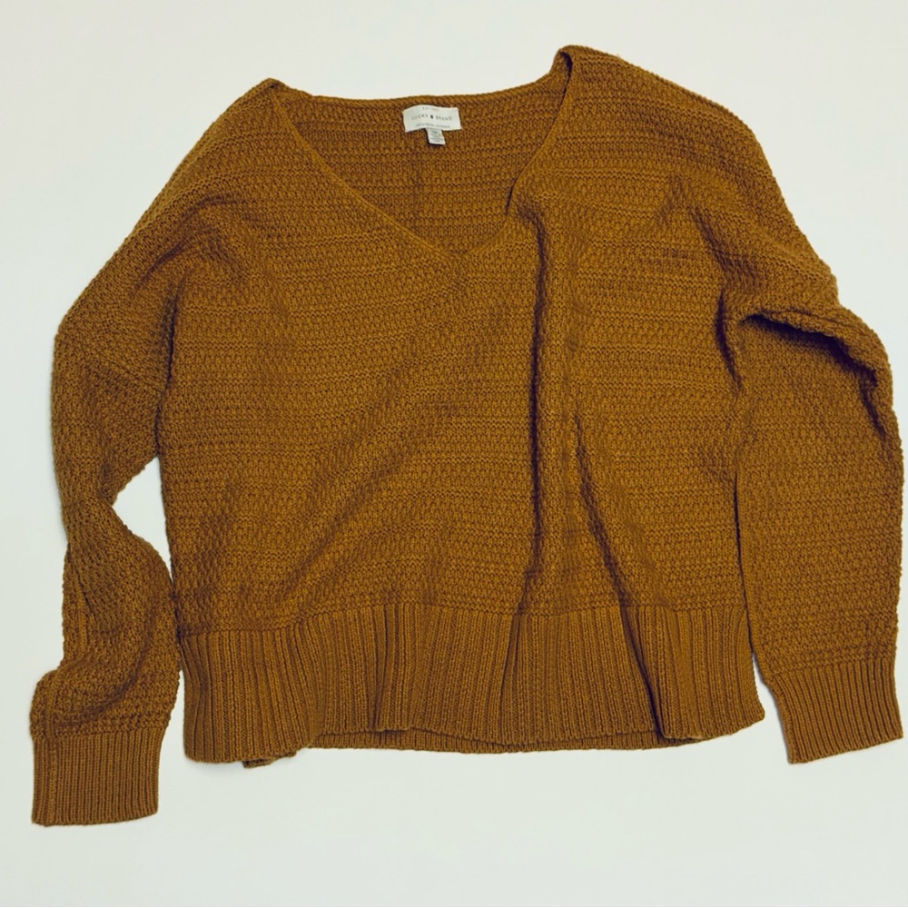 Lucky Brand Women's V-Neck Sweater Women’s Size S - Warm Amber